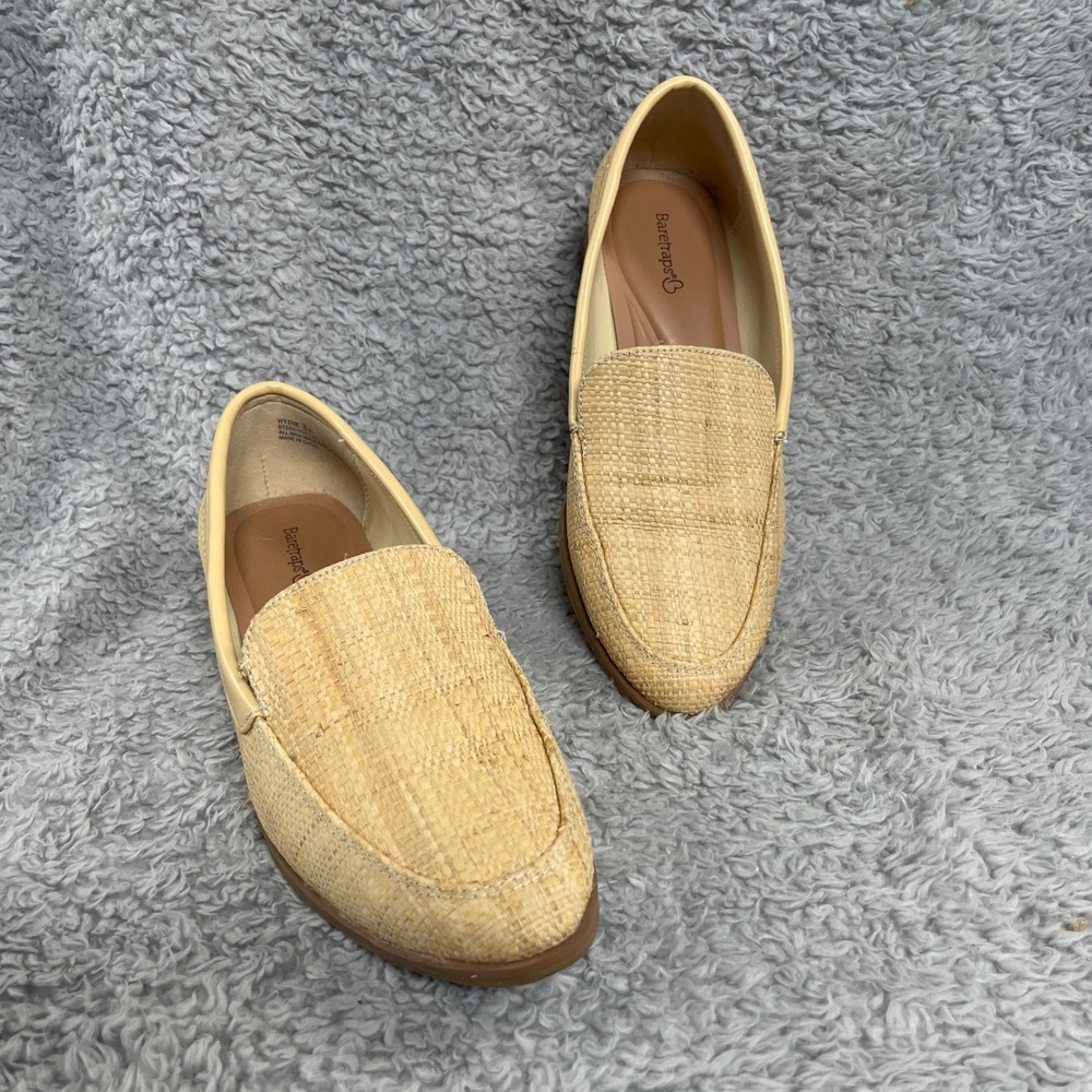 Baretraps Hydie Loafers Womens 8M Tan Woven Raffia Slip On Shoes